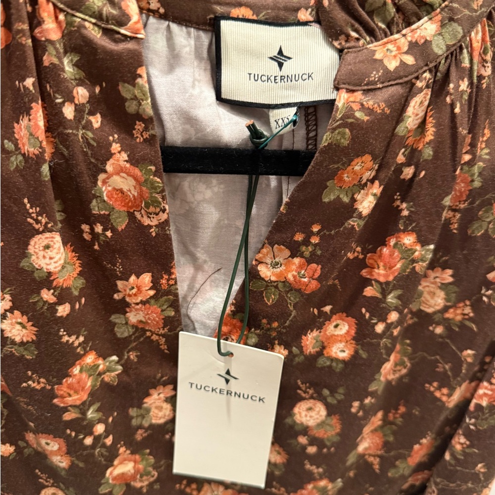 NWT! Tuckernuck Chintz Brown Floral Mini Dress - Picture 7 of 8